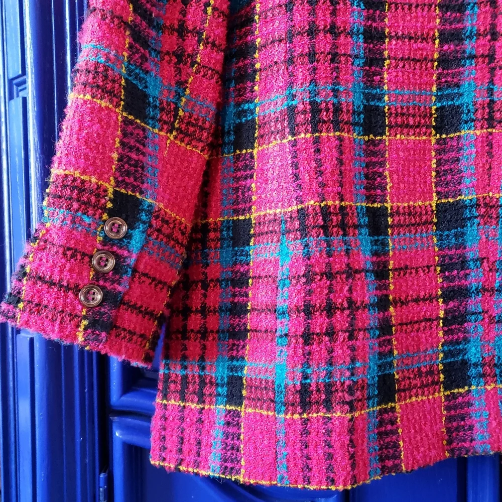 Vintage CHAUS Long Magenta Tweed Blazer - Picture 4 of 16